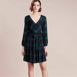 J. Crew Cinched-Waist  Black Tartan Plaid Dress 12